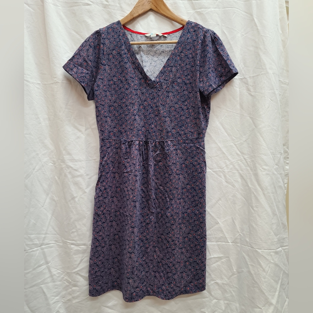 Boden Penelope Jersey Dress Blue Red Size 10 P